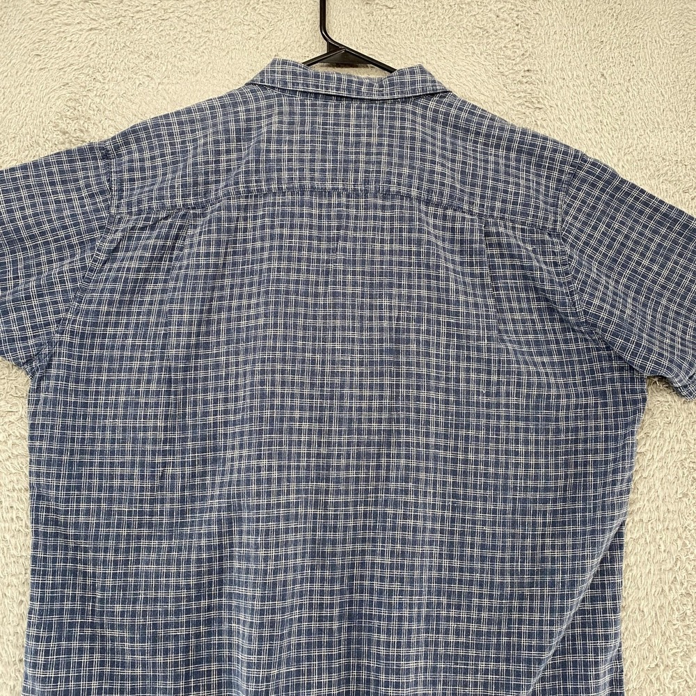Patagonia Back Step Shirt‎ Mens XL Blue Plaid Hemp Cotton Short Sleeve Button Up - Picture 11 of 13